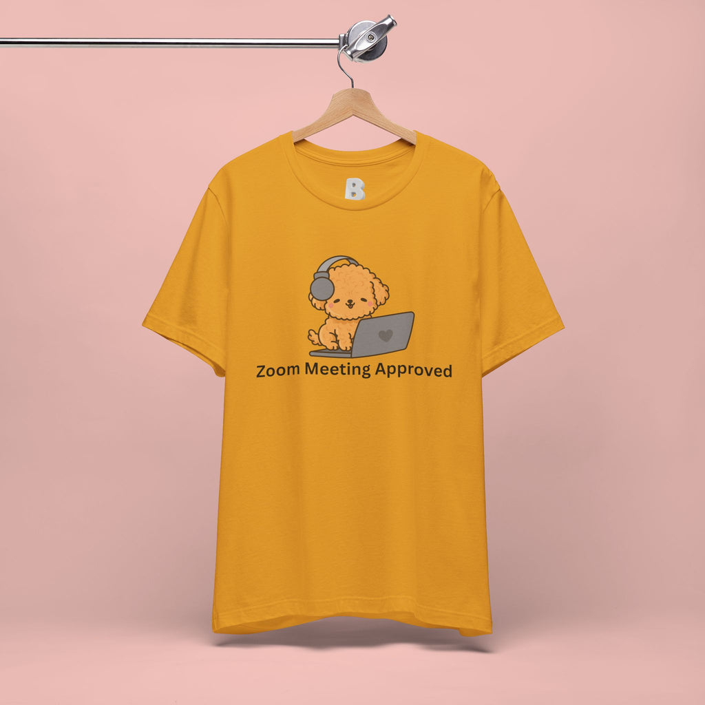 Zoom Meeting Approved Tee — Cute Puppy with Headset Laptop Graphic