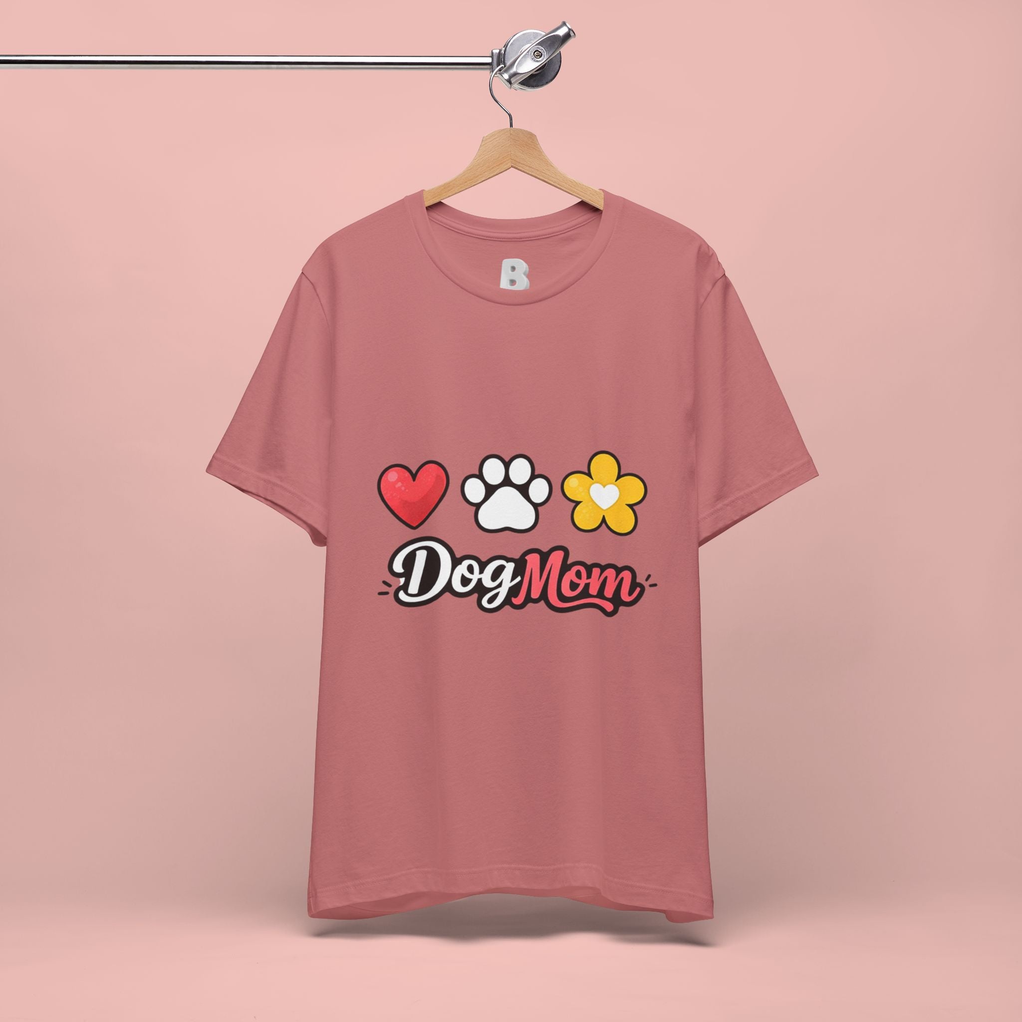 Dog Mom T-Shirt – Heart, Paw & Flower Graphic Tee