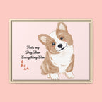 Framed Canvas Print — "First My Dog, Then Everything Else" Corgi Wall Art