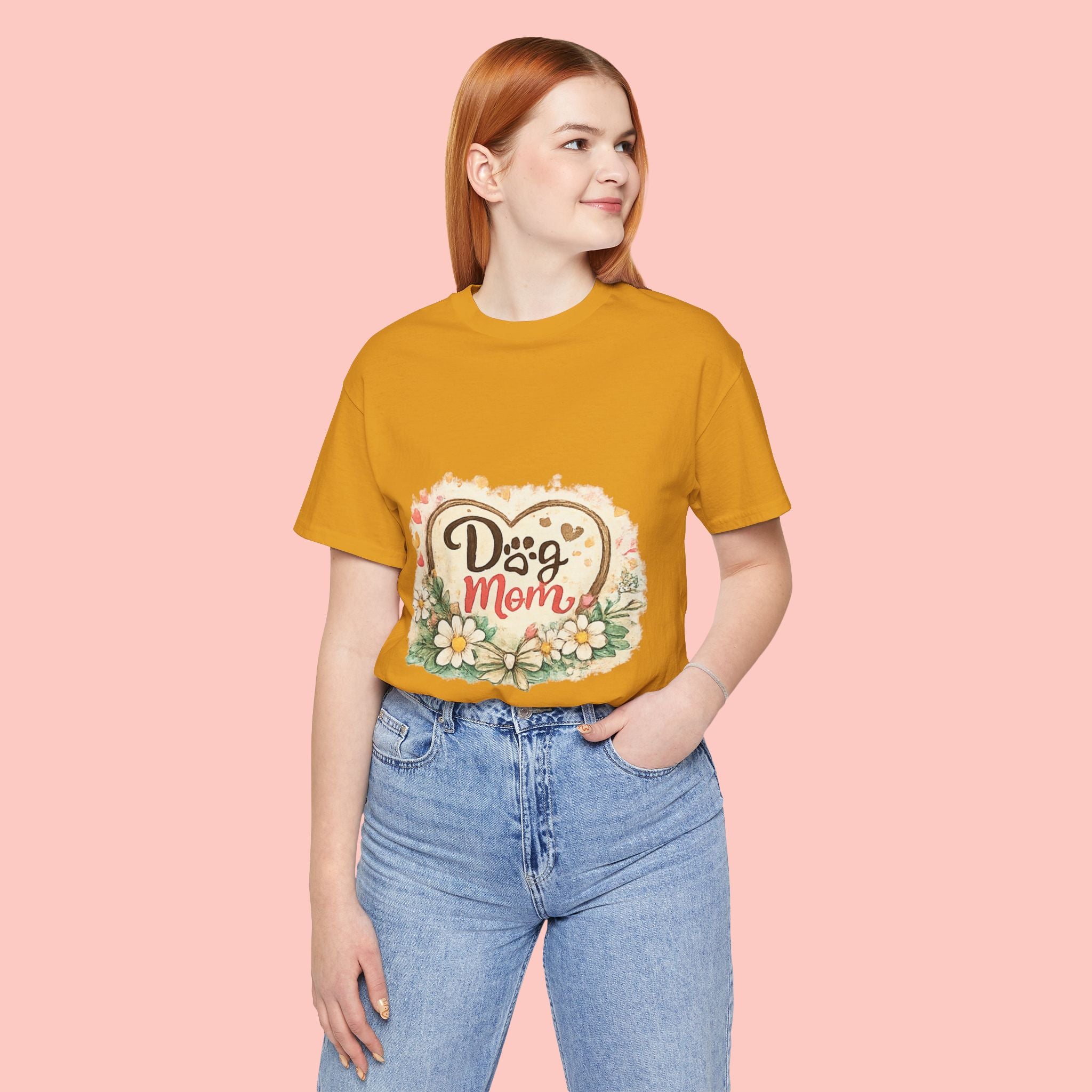 Dog Mom T-Shirt – Floral Paw Heart Graphic Tee