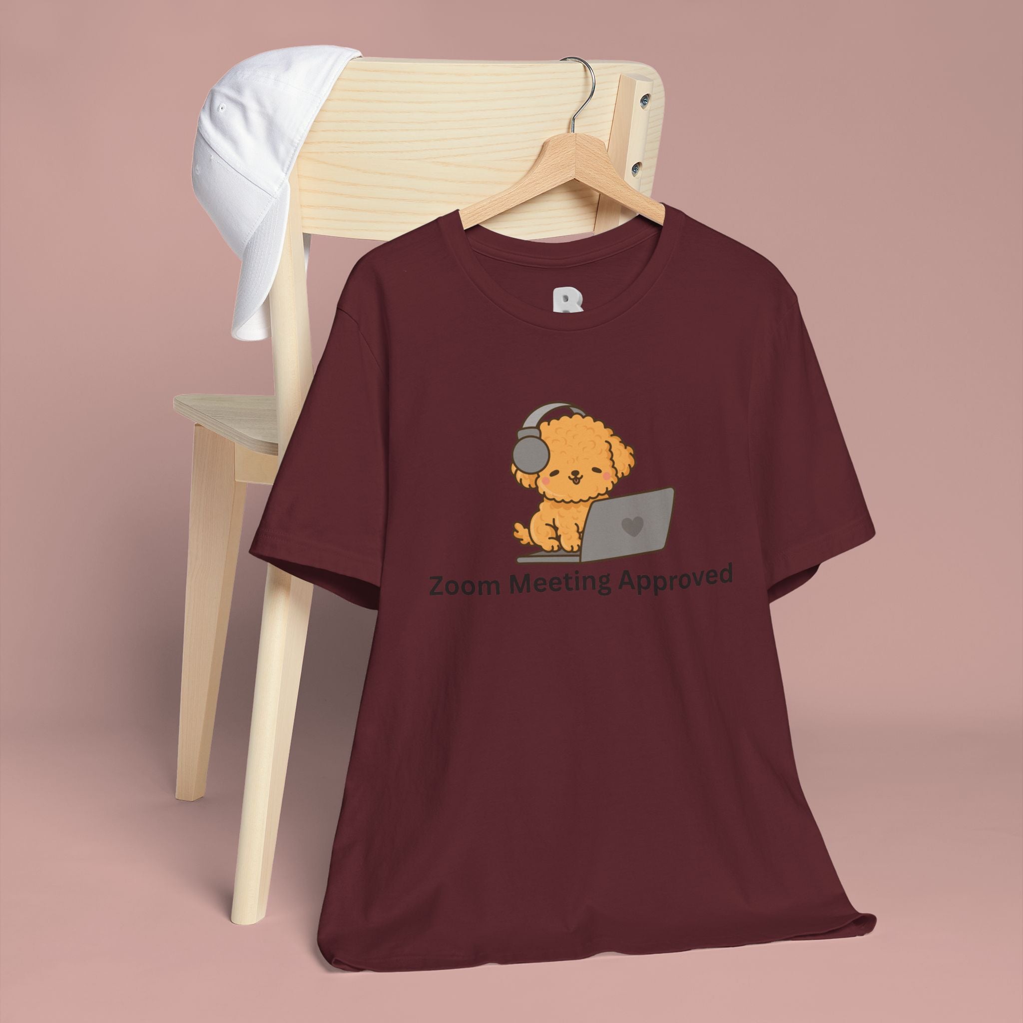 Zoom Meeting Approved Tee — Cute Puppy with Headset Laptop Graphic