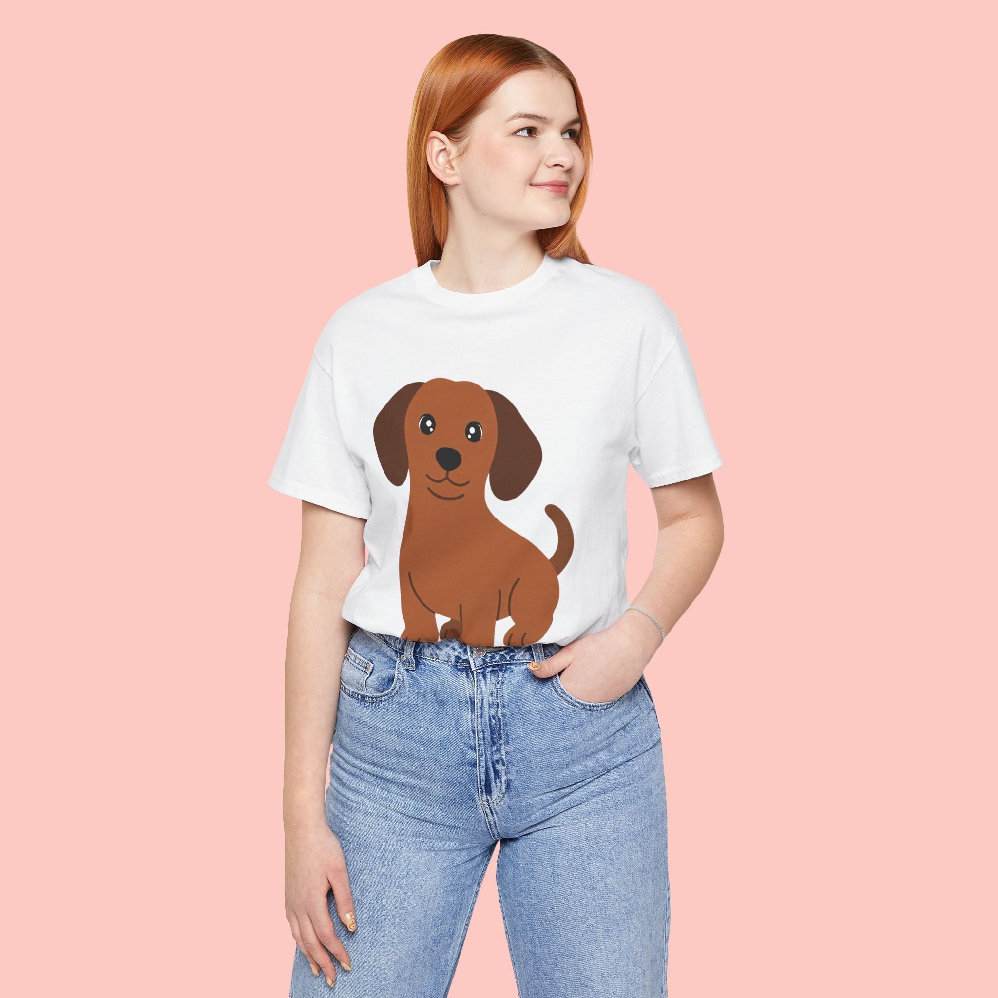 Dachshund Puppy Graphic T-Shirt — Cute Brown Dog Tee