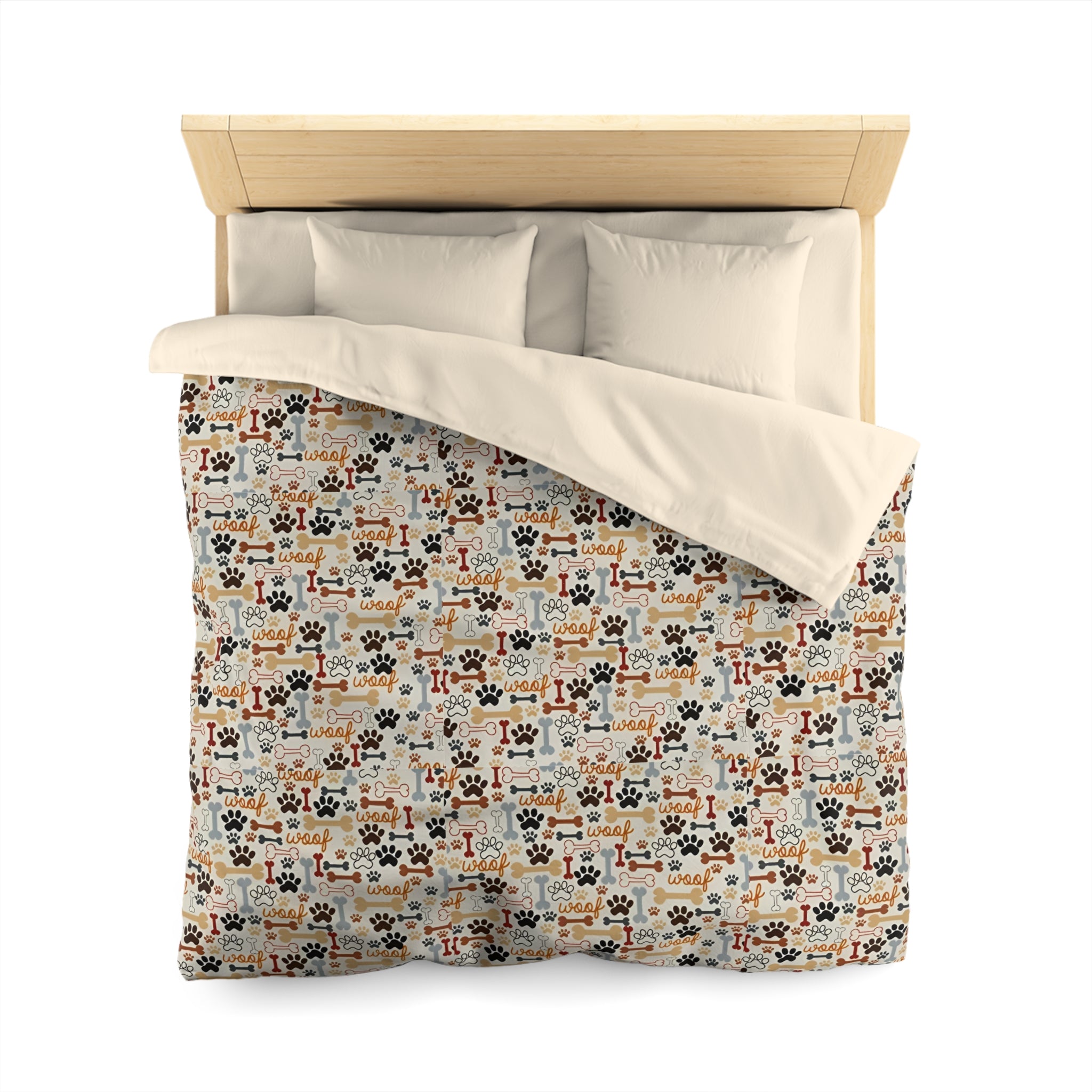 Cat Paw Print Duvet Cover — Cute Cartoon Cats & Paws Microfiber Bedding