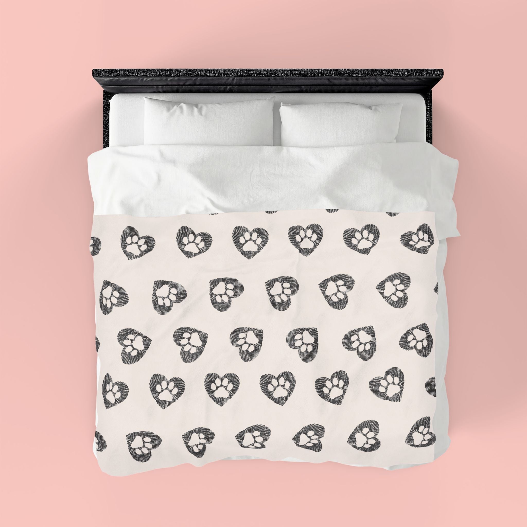 Paw Heart Velveteen Plush Blanket — Soft Cozy Pet Lover Throw