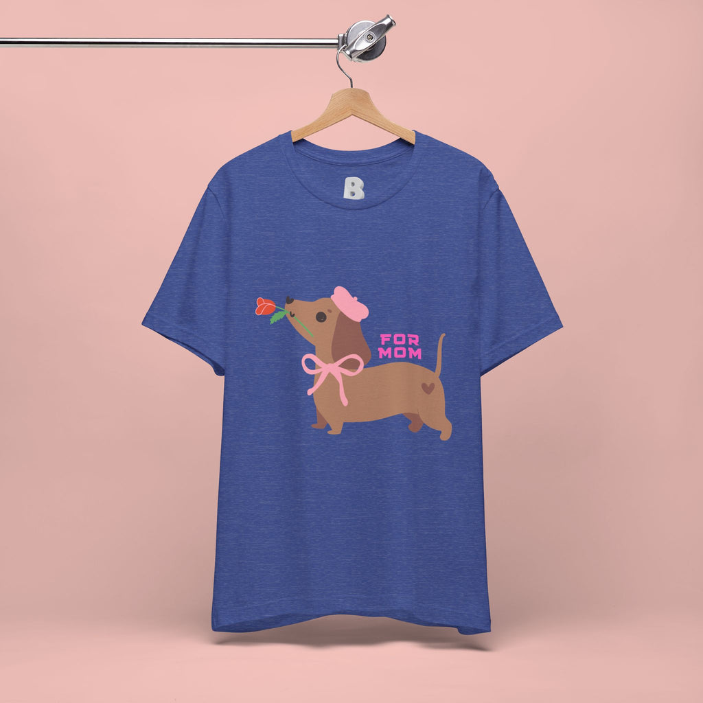 Mommy’s Dachshund Tee – Cute Dog with Rose “For Mom” Shirt