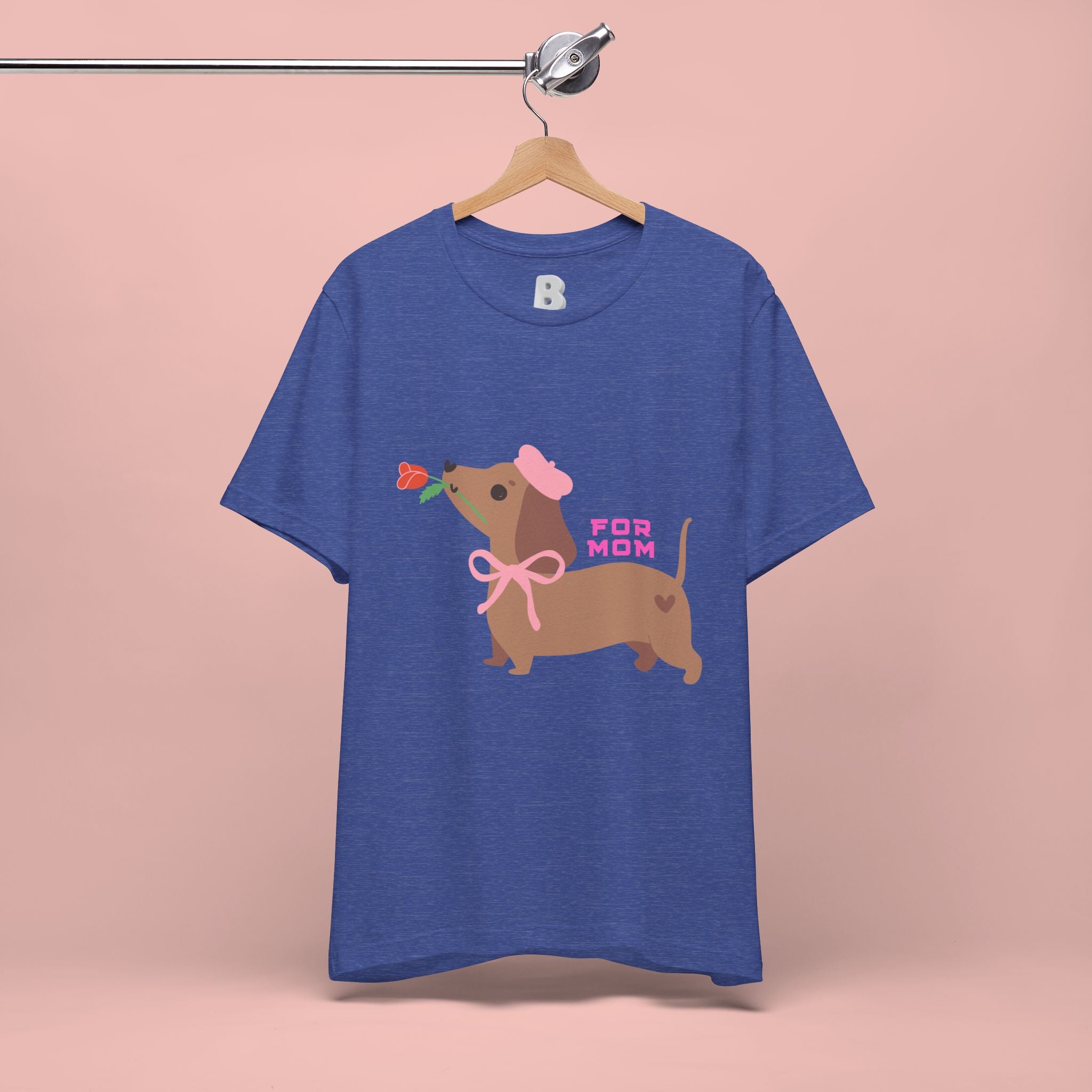 Mommy’s Dachshund Tee – Cute Dog with Rose “For Mom” Shirt