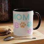 Dog Mom Club Accent Coffee Mug – Colorful Paw Print 11/15oz