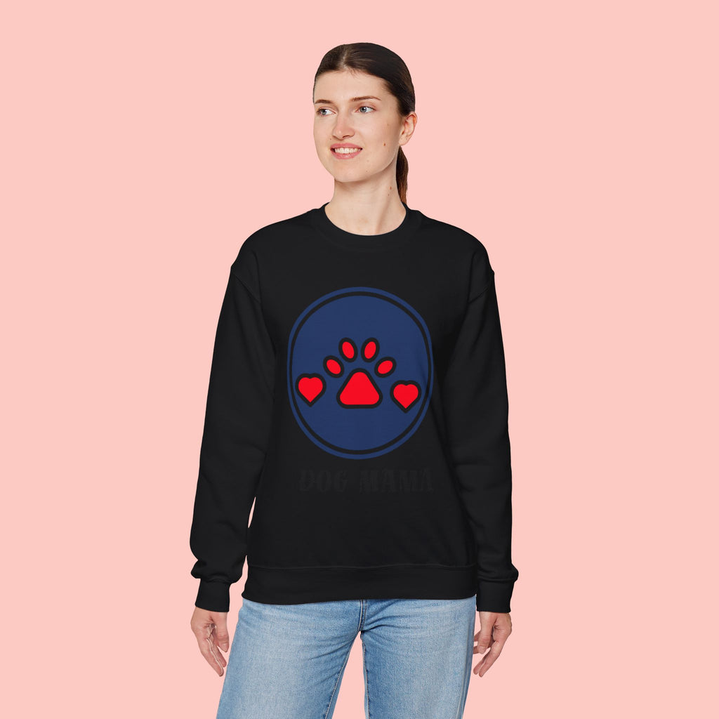Dog Mama Crewneck Sweatshirt — Cute Paw Print Graphic for Dog Lovers