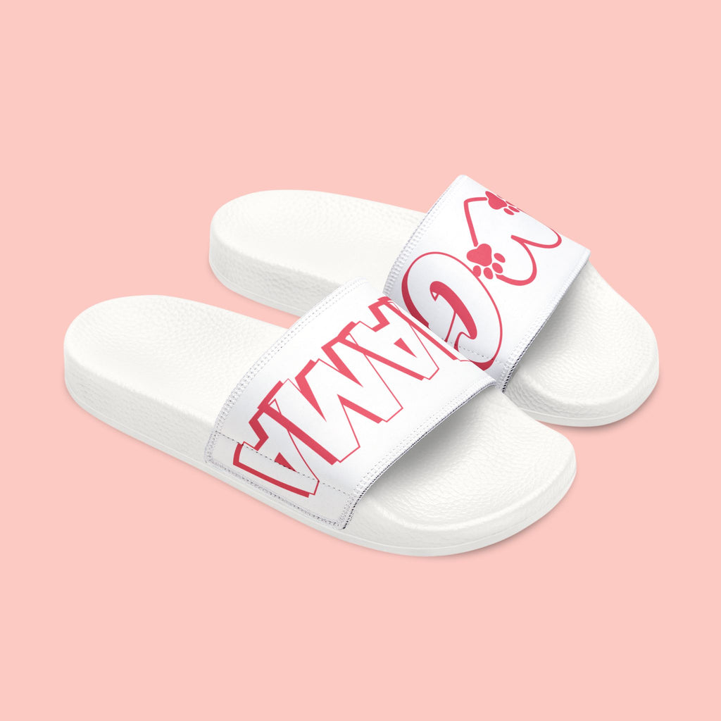 Sandals — 'Dog Mama' White Removable-Strap Slide Sandals