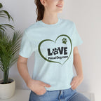 Dog Mom Love T-Shirt — "LOVE Proud Dog Mom" Heart Paw Tee