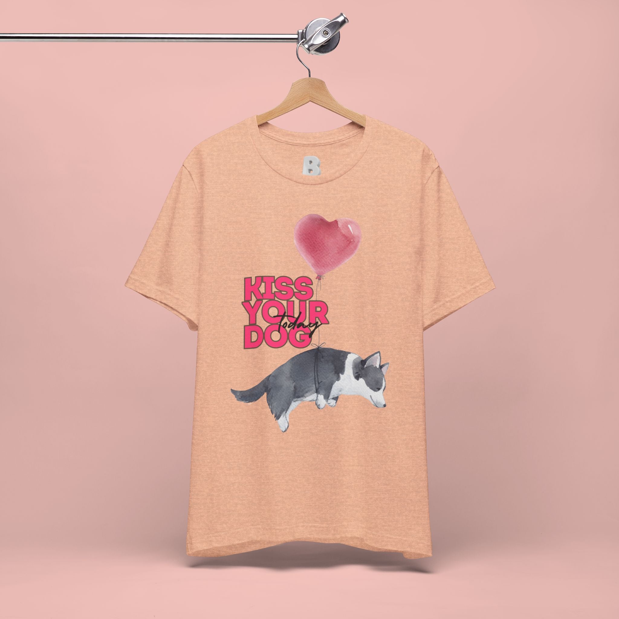 Kiss Your Dog T-Shirt — Cute Corgi with Heart Balloon Pet Lover Tee