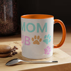 Dog Mom Club Accent Coffee Mug – Colorful Paw Print 11/15oz