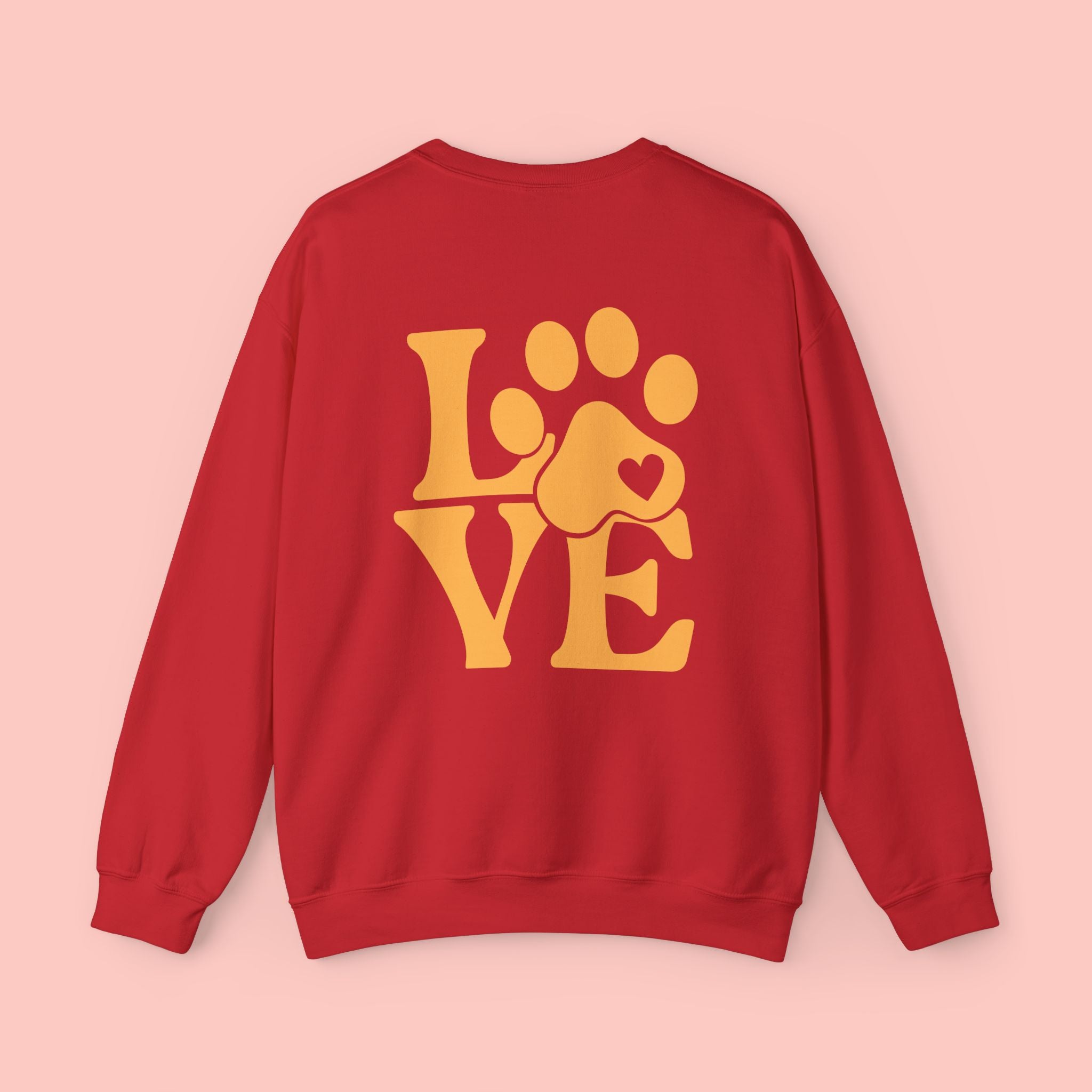 Crewneck Sweatshirt - 'LOVE' Paw Print Graphic | Pet Lover Pullover