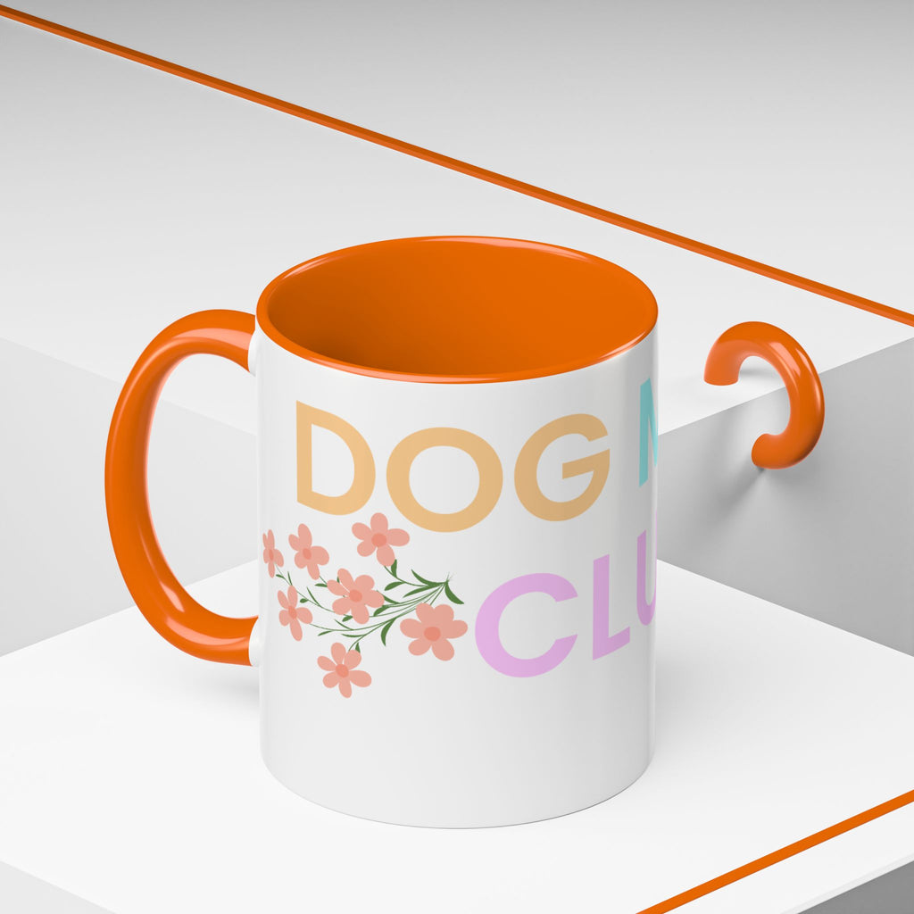 Dog Mom Club Accent Coffee Mug – Colorful Paw Print 11/15oz