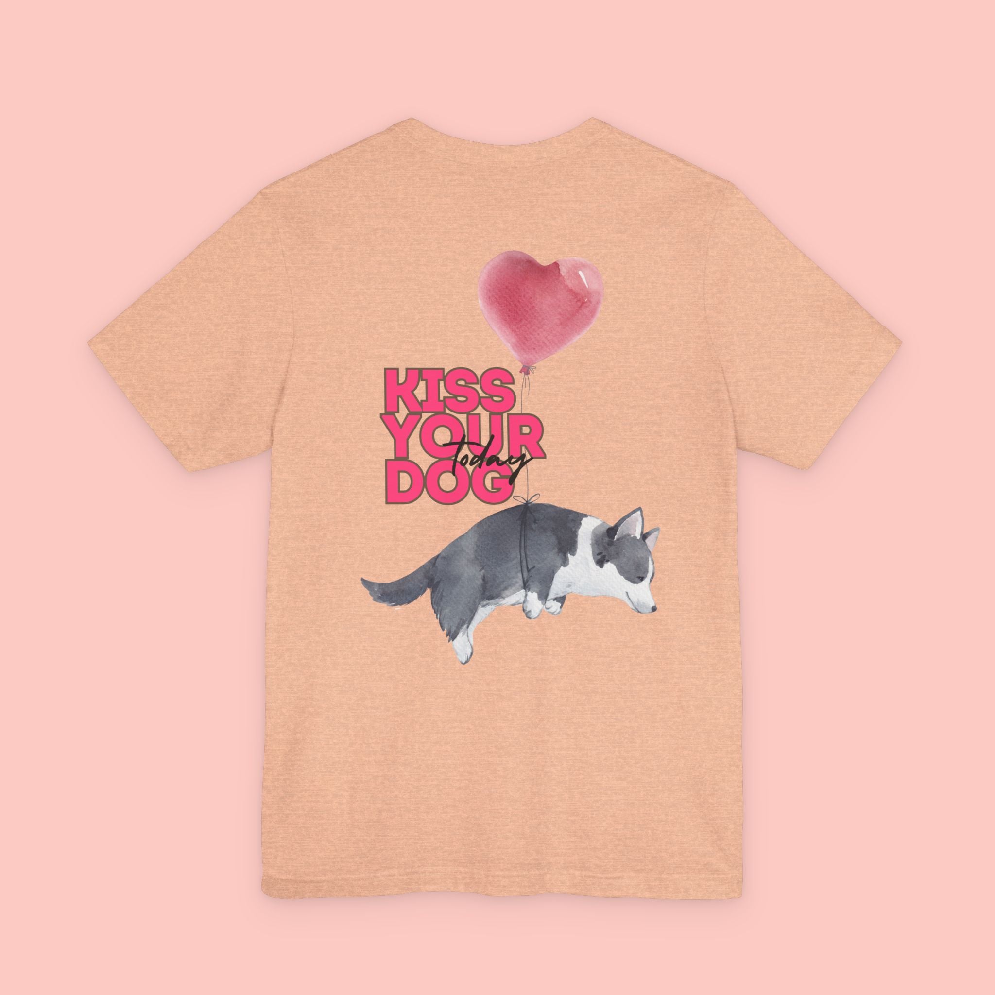 Kiss Your Dog Tee — Corgi Heart Balloon Graphic T-Shirt