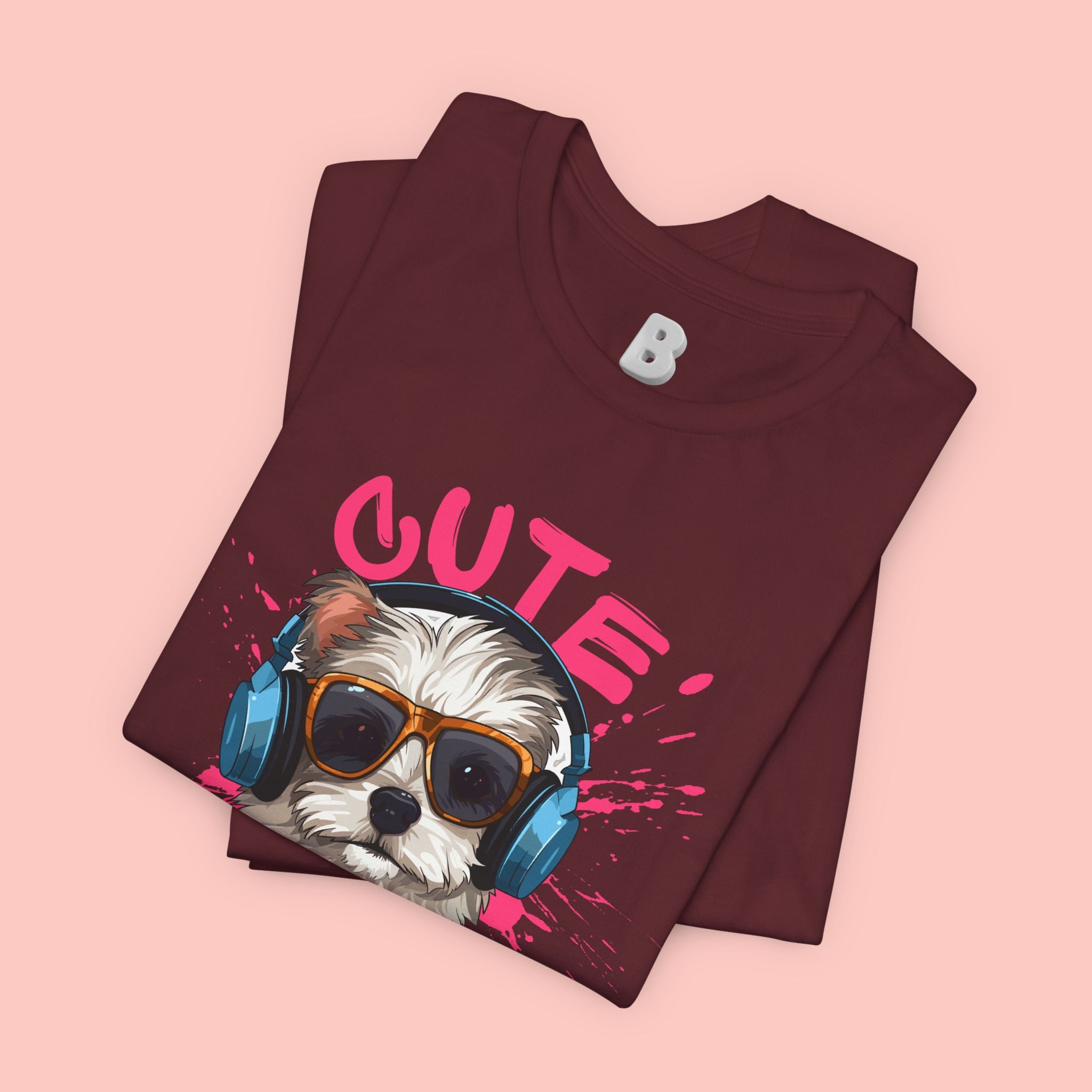 Cute Dog Tee — Headphones Puppy Graphic T-Shirt