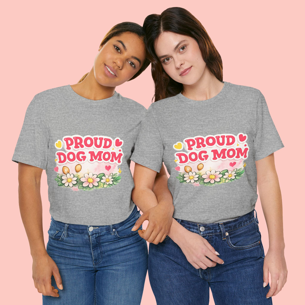 Proud Dog Mom Tee – Floral Retro Heart Design