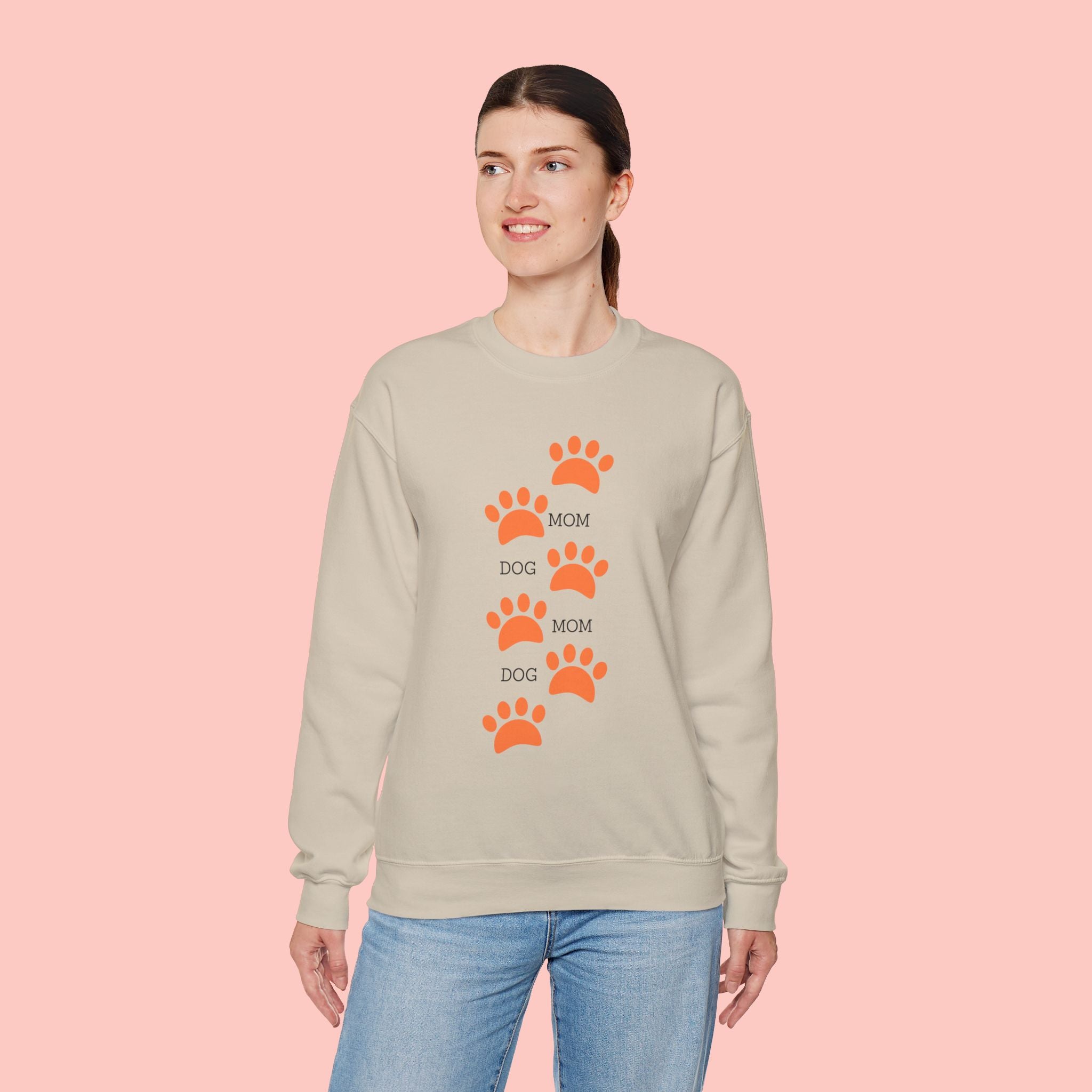 Dog Mom Paw Print Sweatshirt — Cute Pet Lover Crewneck