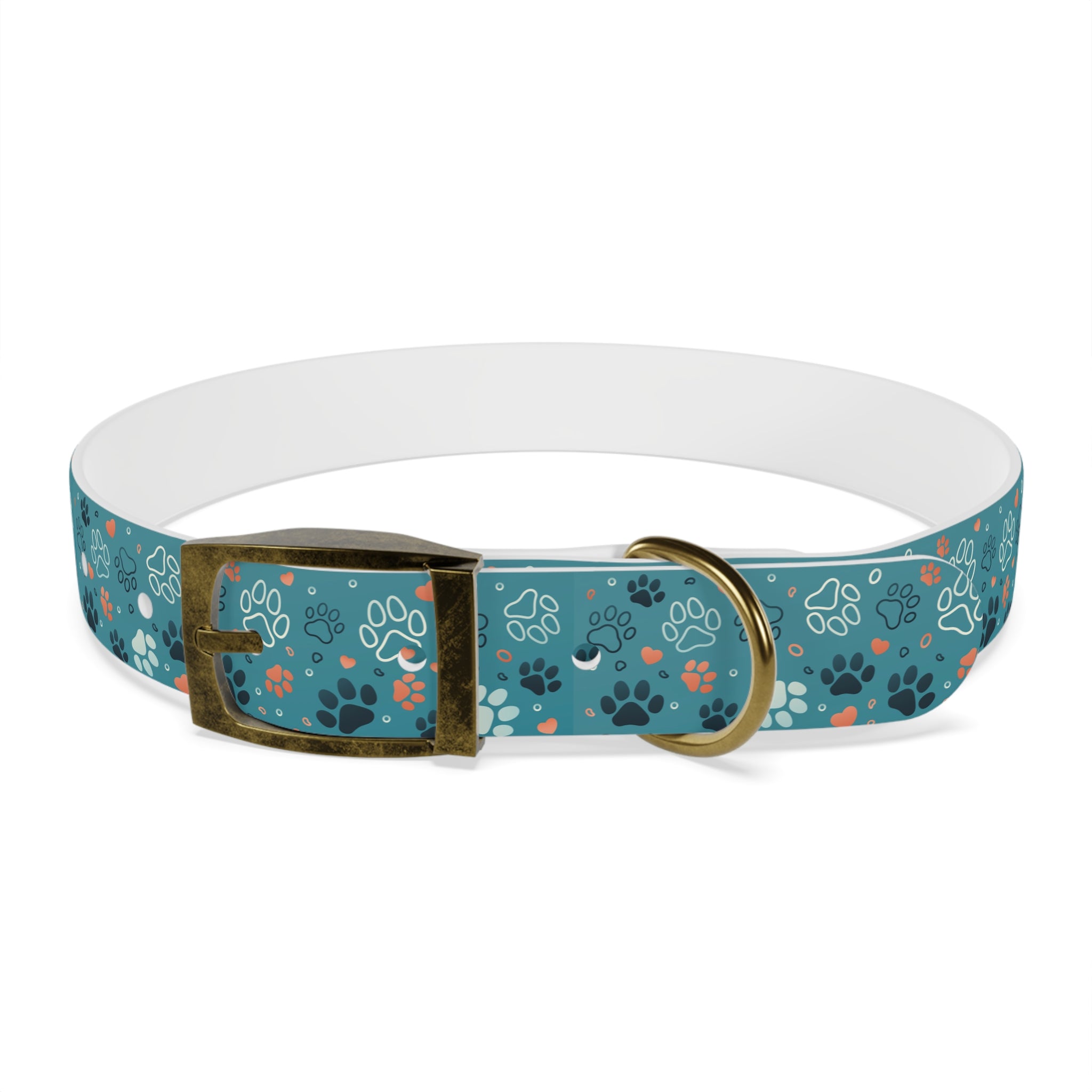 Paw Print Dog Collar — Teal Patterned Pet Collar for Small & Medium Dogs