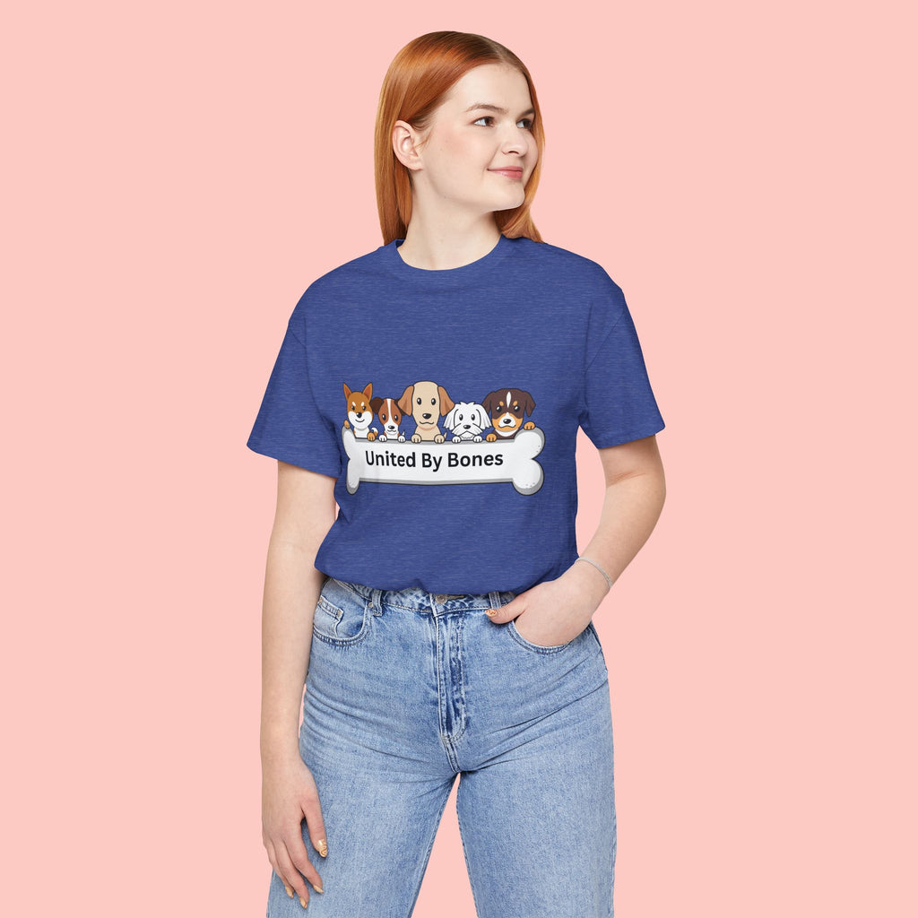 Dog Lover T‑Shirt — "United By Bones" Cute Cartoon Dogs Tee