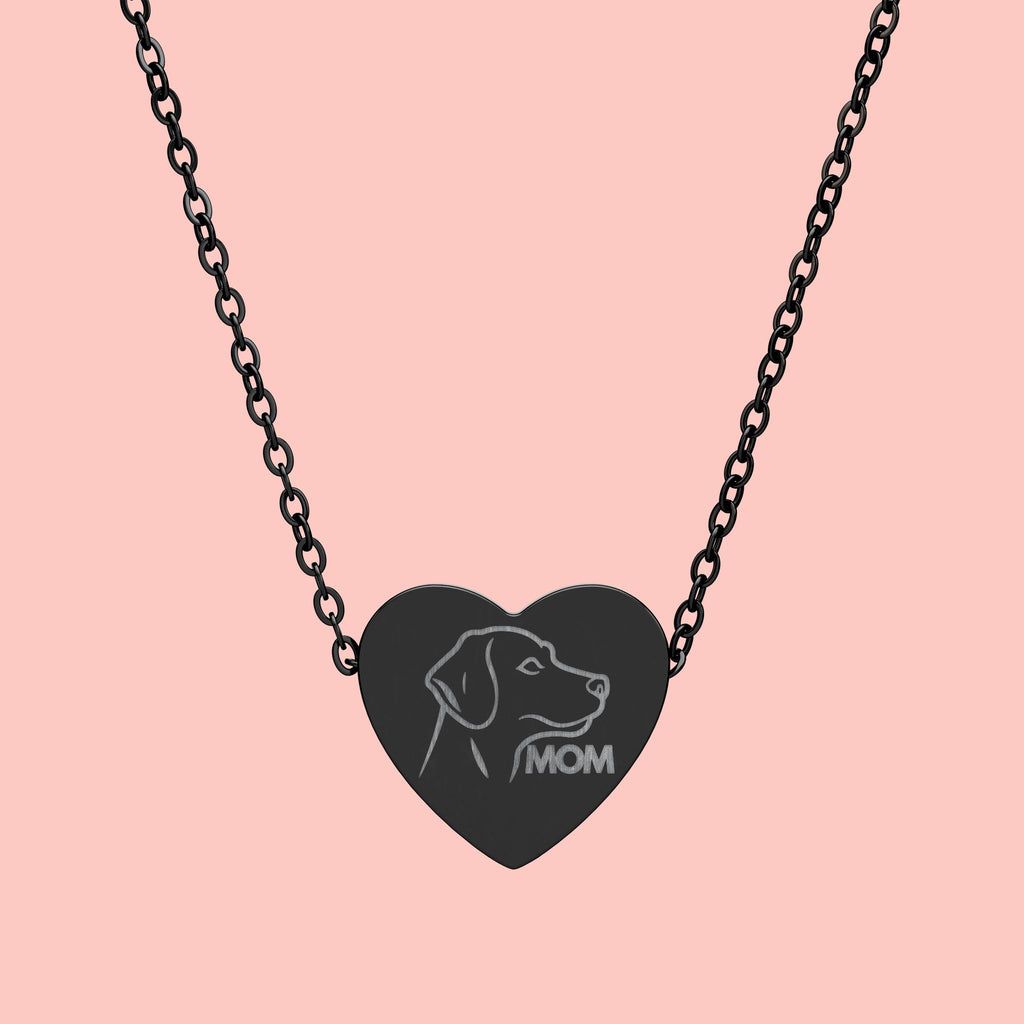 Engraved Dog Mom Heart Necklace