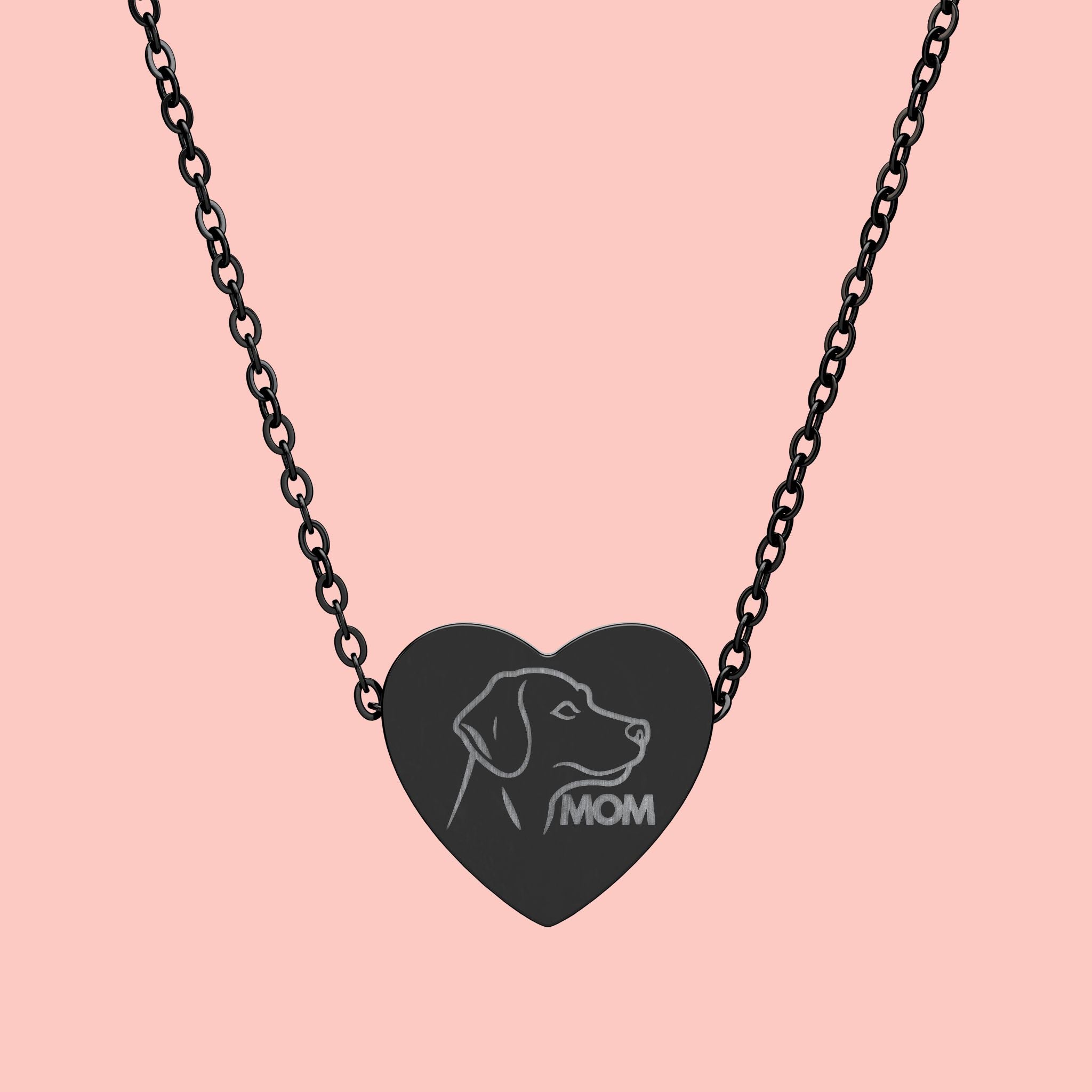 Engraved Dog Mom Heart Necklace