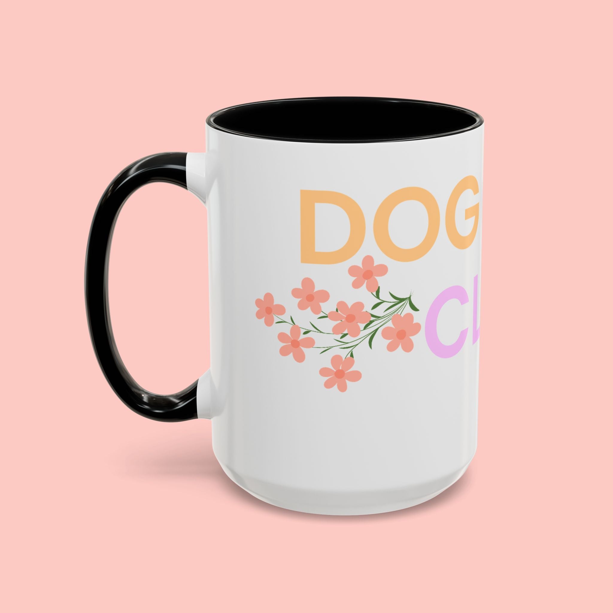 Dog Mom Club Accent Coffee Mug – Colorful Paw Print 11/15oz