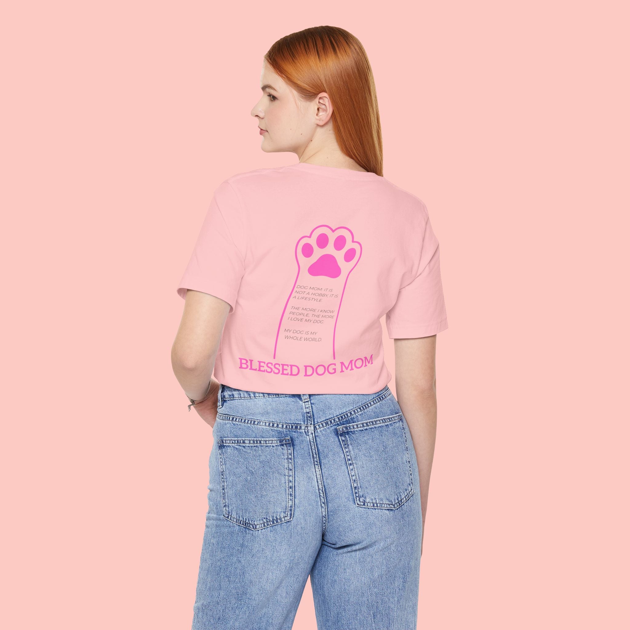 Blessed Dog Mom T-Shirt — Pink Paw Graphic Dog Lover Tee