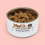 United By Bones 18oz Pet Bowl — Cute Cartoon Dogs Stainless Steel Bowl for Dogs & Cats