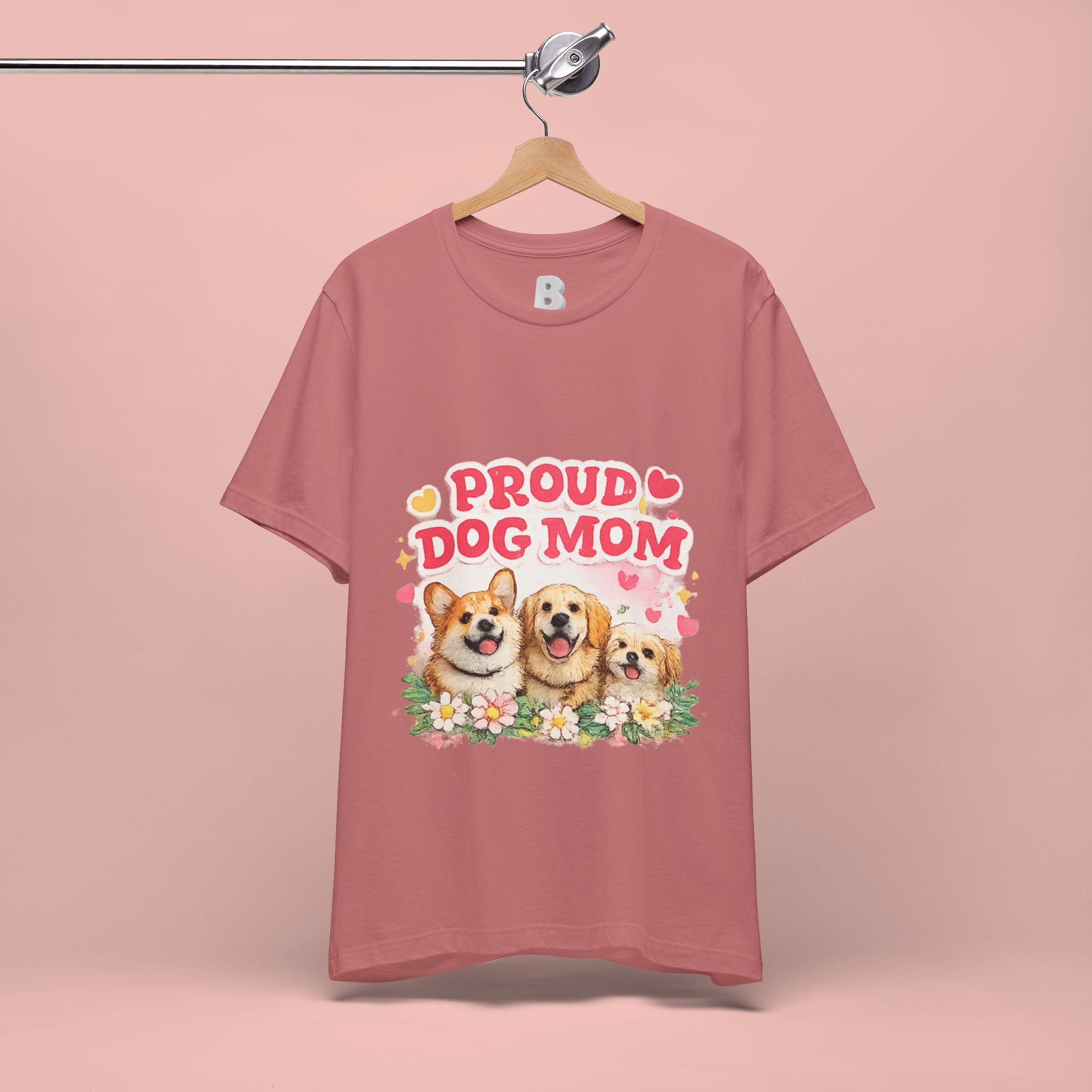 Proud Dog Mom T-Shirt — Cute Corgi & Golden Retriever Floral Tee for Pet Lovers