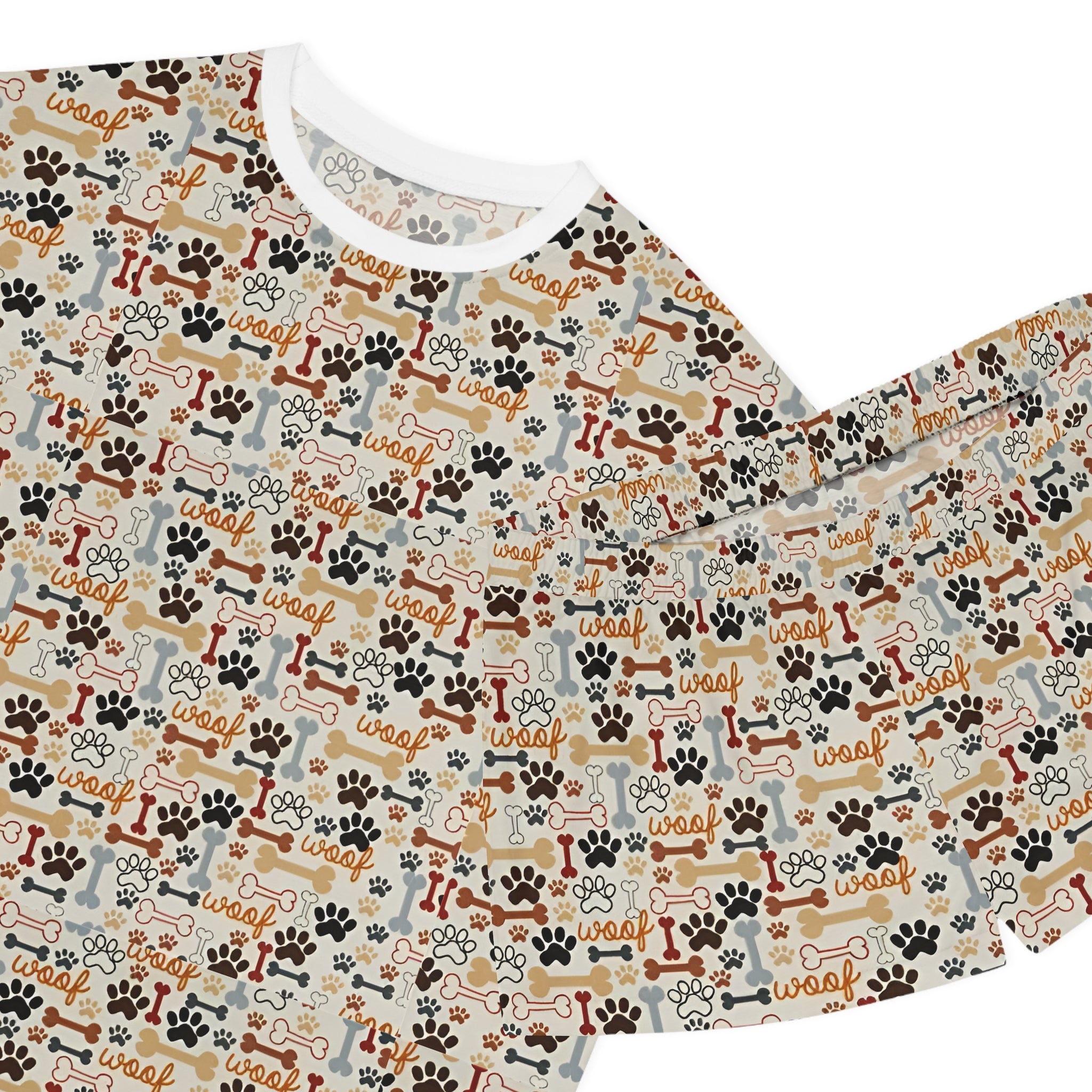Women's Dog Paw & Bones Pajama Set — 'Woof' Short Sleepwear