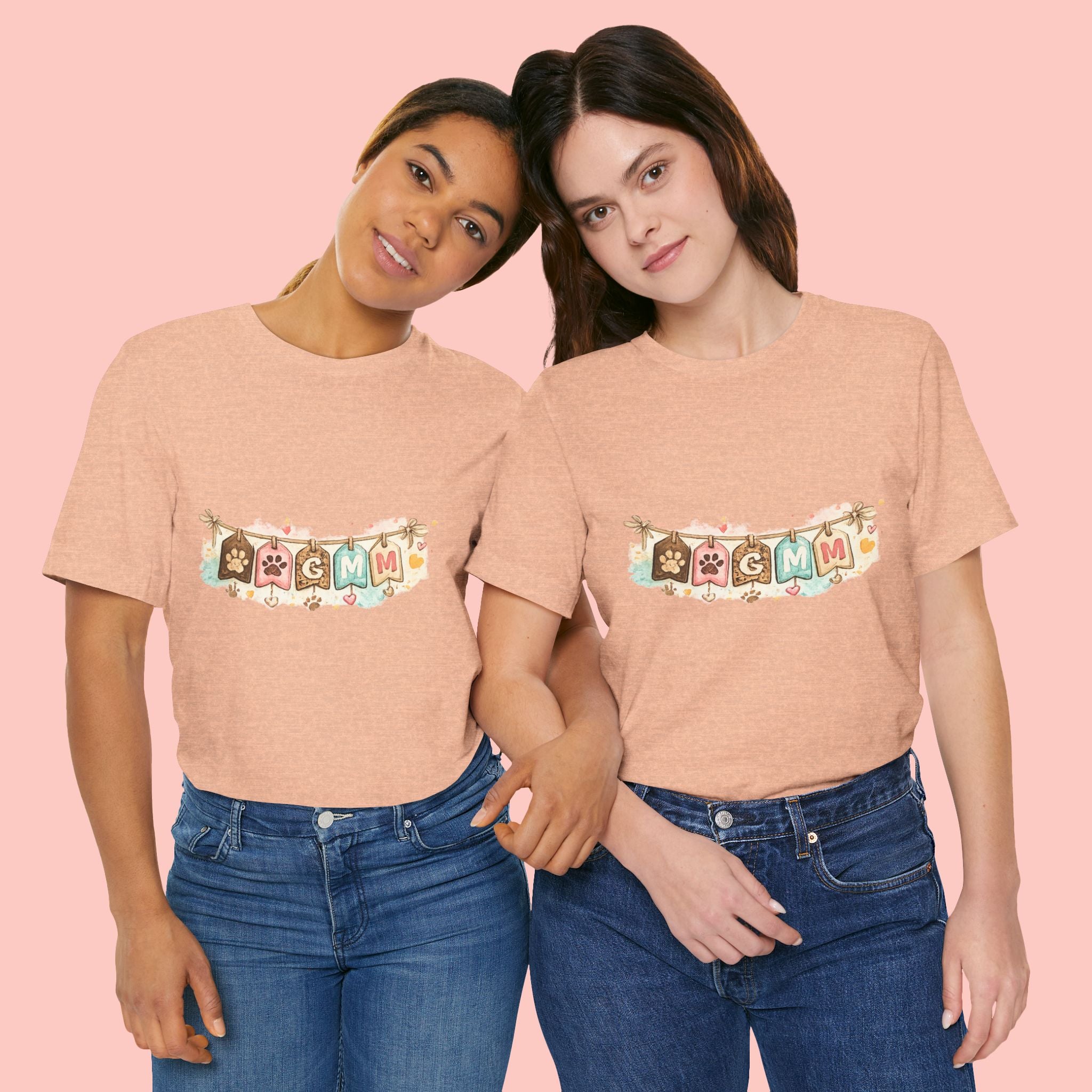 Pet Mom Banner Tee — Cute Paw Print "MOM" Graphic T-Shirt