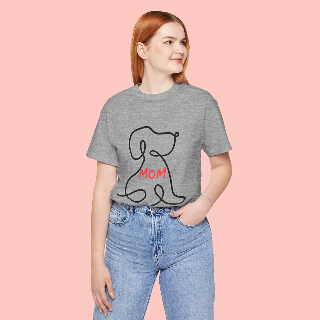 Mom Dog T-Shirt — Minimal Line Art Puppy Tee for Dog Moms, Mother's Day Gift
