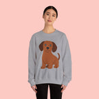 Cute Brown Puppy Sweatshirt — Cartoon Dachshund Crewneck for Dog Lovers