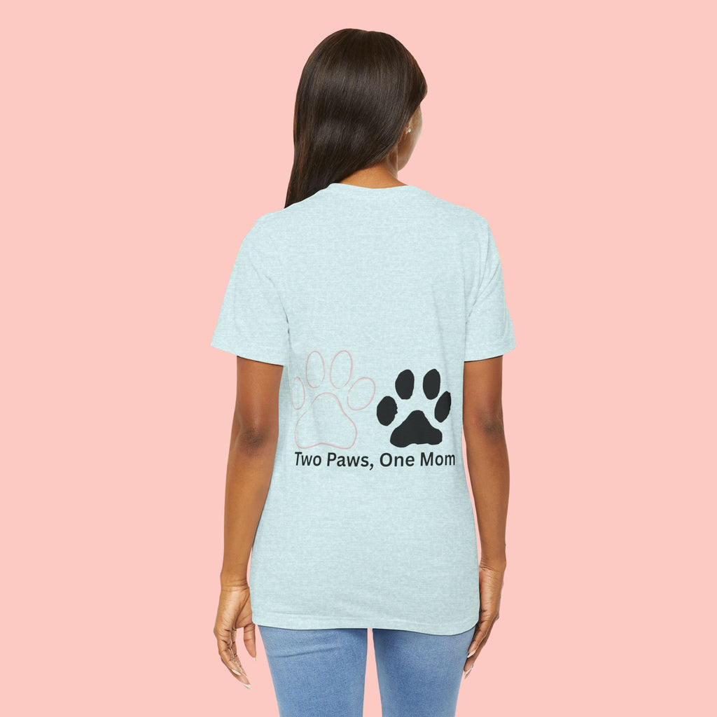 T-Shirt — “Two Paws, One Mom” Paw Print Mom Tee