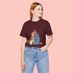 Dog Mom T‑Shirt — Cute Woman Hugging Dog Graphic Tee