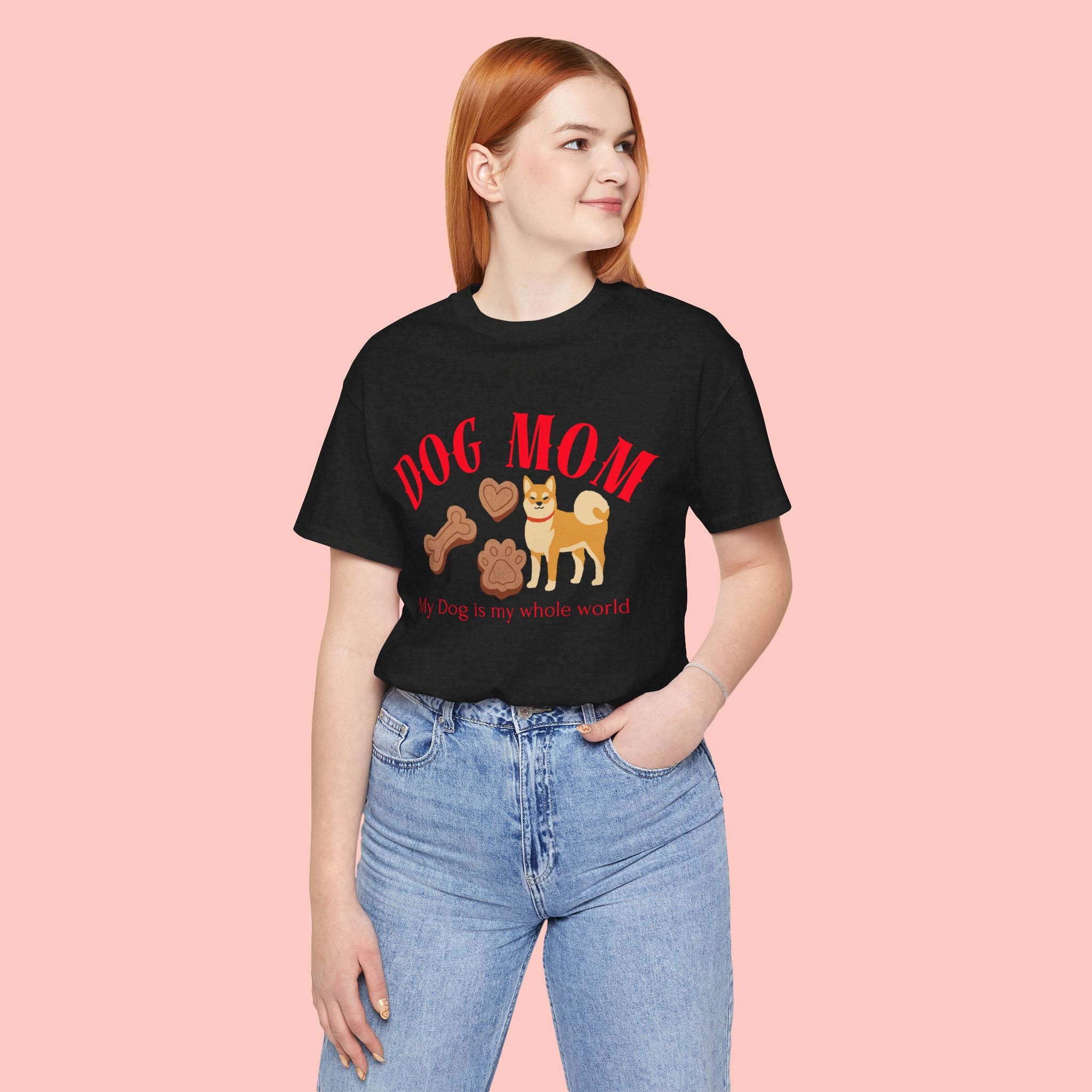 Dog Mom T-Shirt — Cute Shiba & Treats “My Dog Is My Whole World” Tee