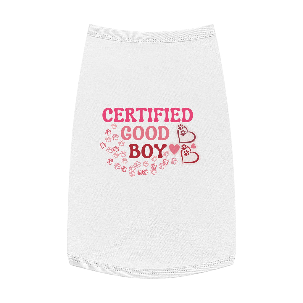 Certified Good Boy Pet Tank Top - Cute Paw & Heart Dog Tee