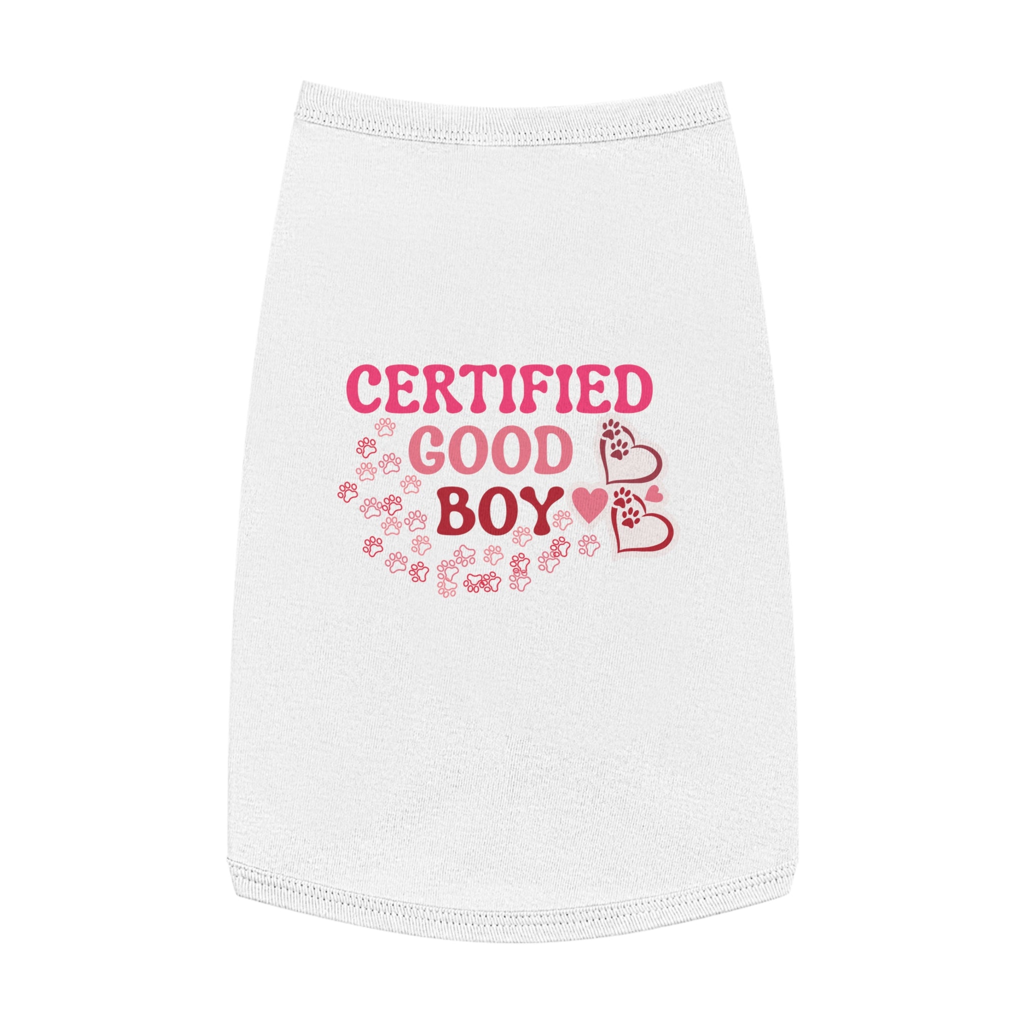 Certified Good Boy Pet Tank Top - Cute Paw & Heart Dog Tee