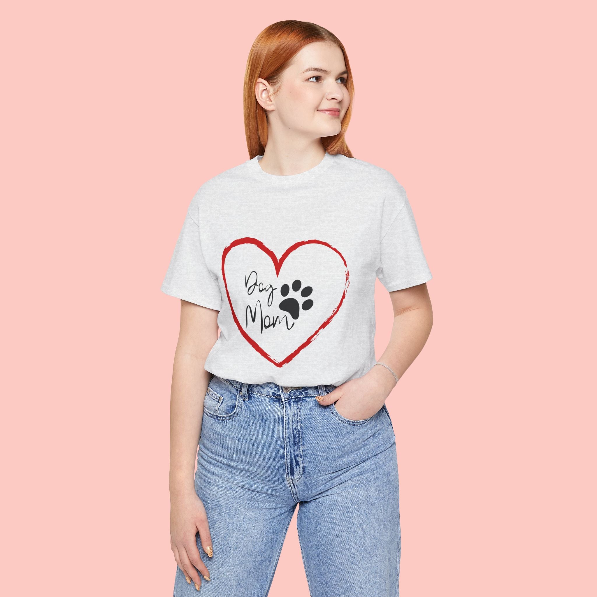 Dog Mom Heart Paw T‑Shirt