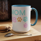 Dog Mom Club Accent Coffee Mug – Colorful Paw Print 11/15oz