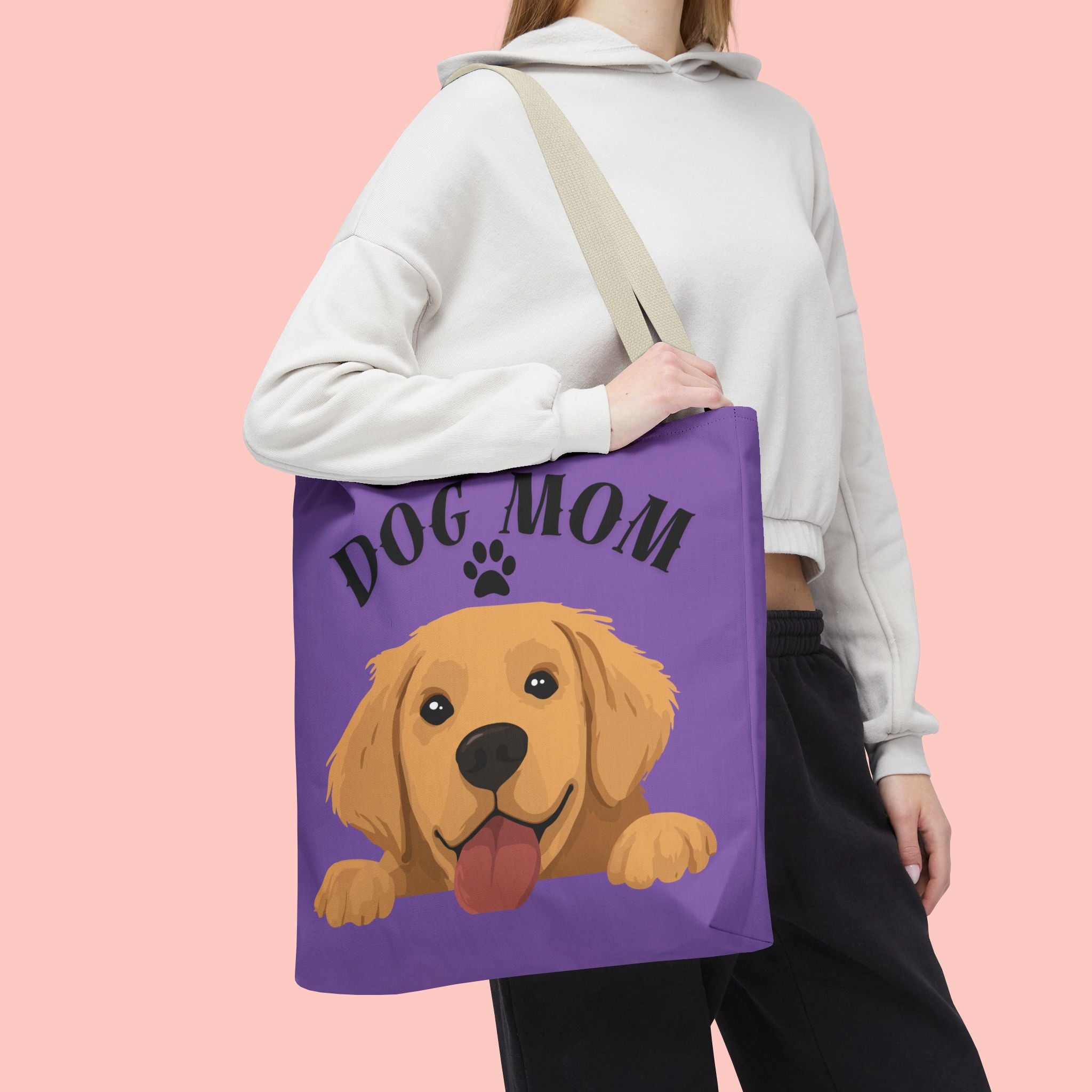 Dog Mom Tote Bag — Cute Golden Retriever Paw Print All-Over-Print Tote