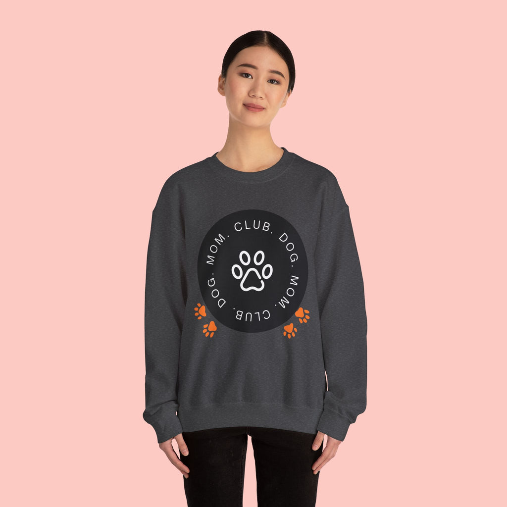 Dog Mom Club Crewneck Sweatshirt — Paw Print Graphic Pullover for Pet Moms