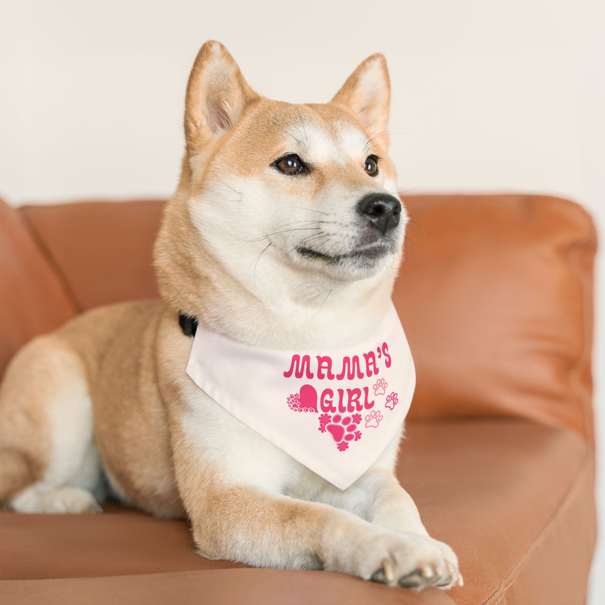 Pet Bandana — "Mama's Girl" Pink Paw Print Collar for Dogs & Cats