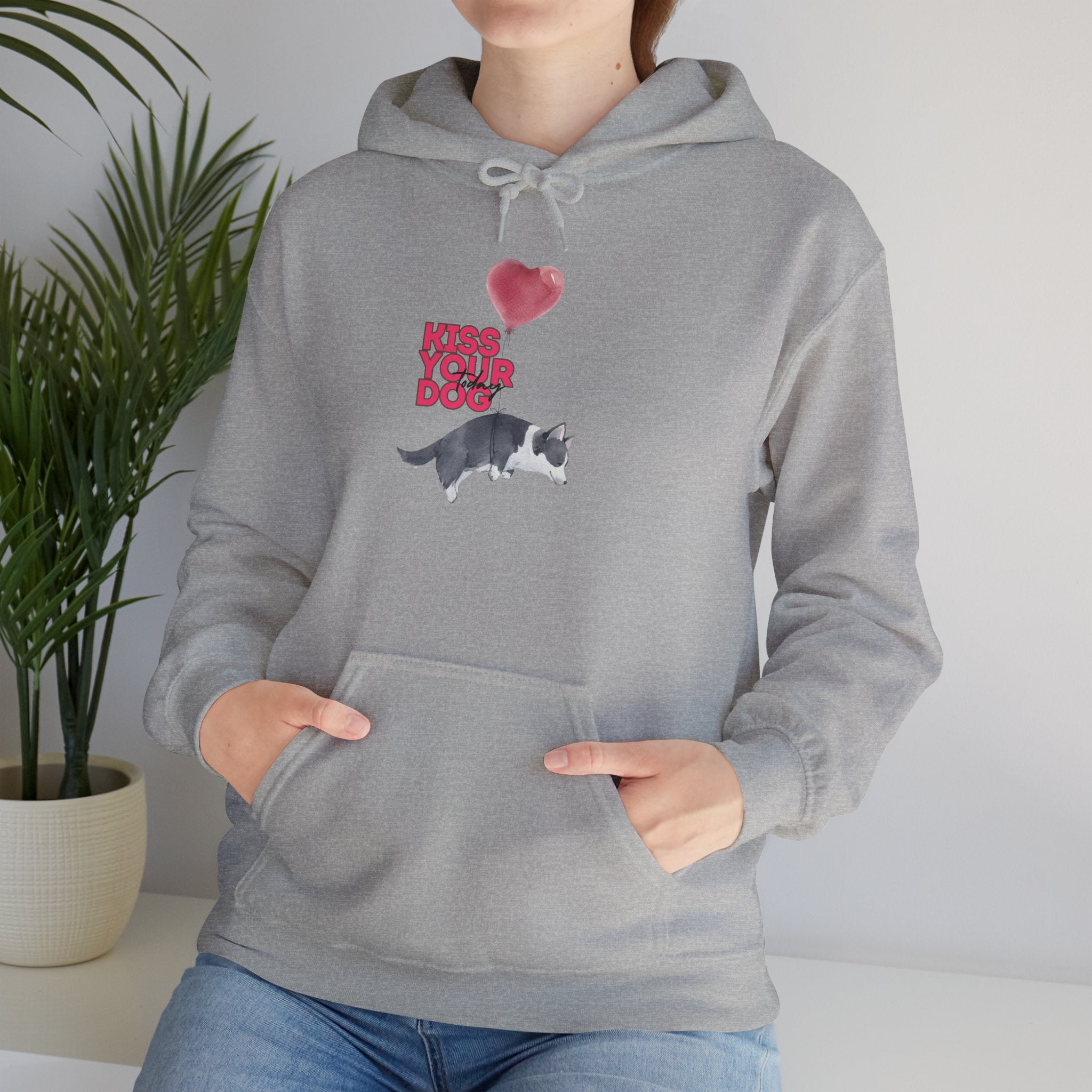 Kiss Your Dog Hoodie — Cute Heart & Dog Graphic Pullover