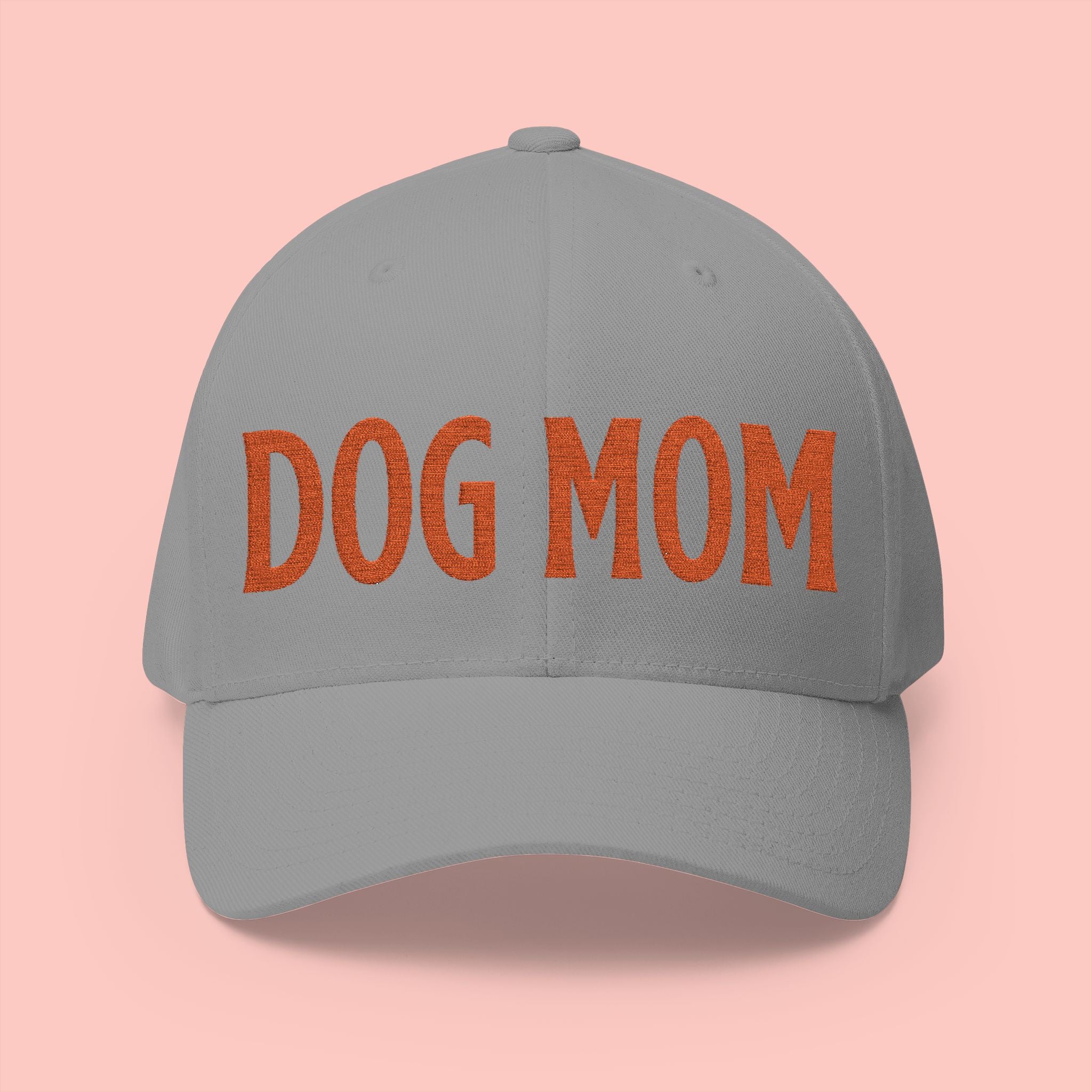 Dog Mom Embroidered Cap – White Structured Baseball Hat