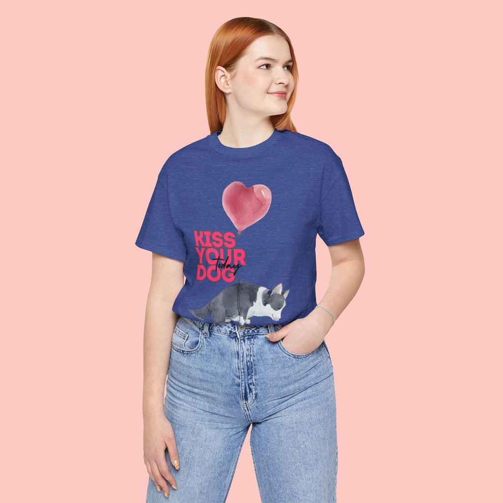 Kiss Your Dog T-Shirt — Cute Corgi with Heart Balloon Pet Lover Tee