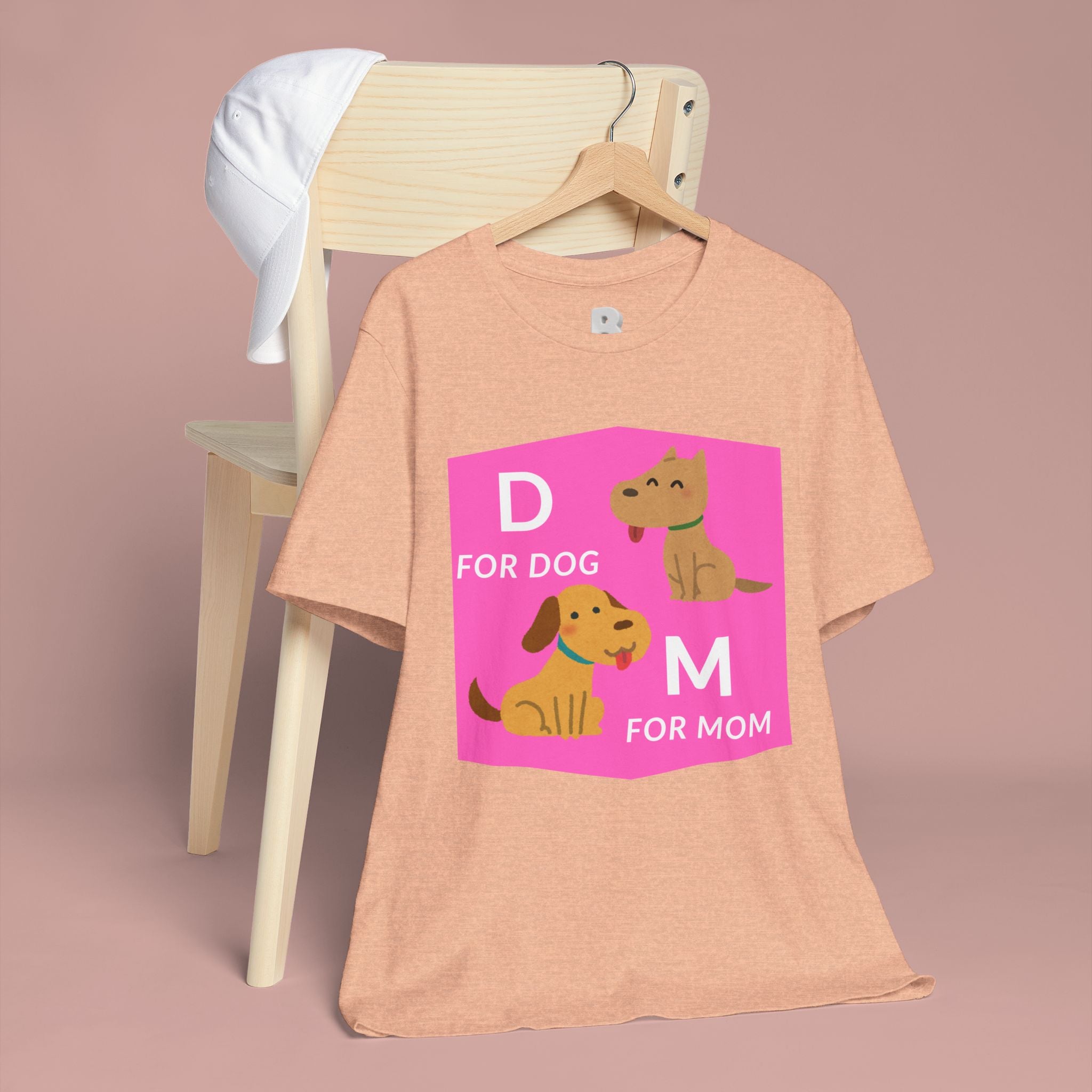 Dog Mom T-Shirt — Cute Pink "D for Dog, M for Mom" Graphic Tee