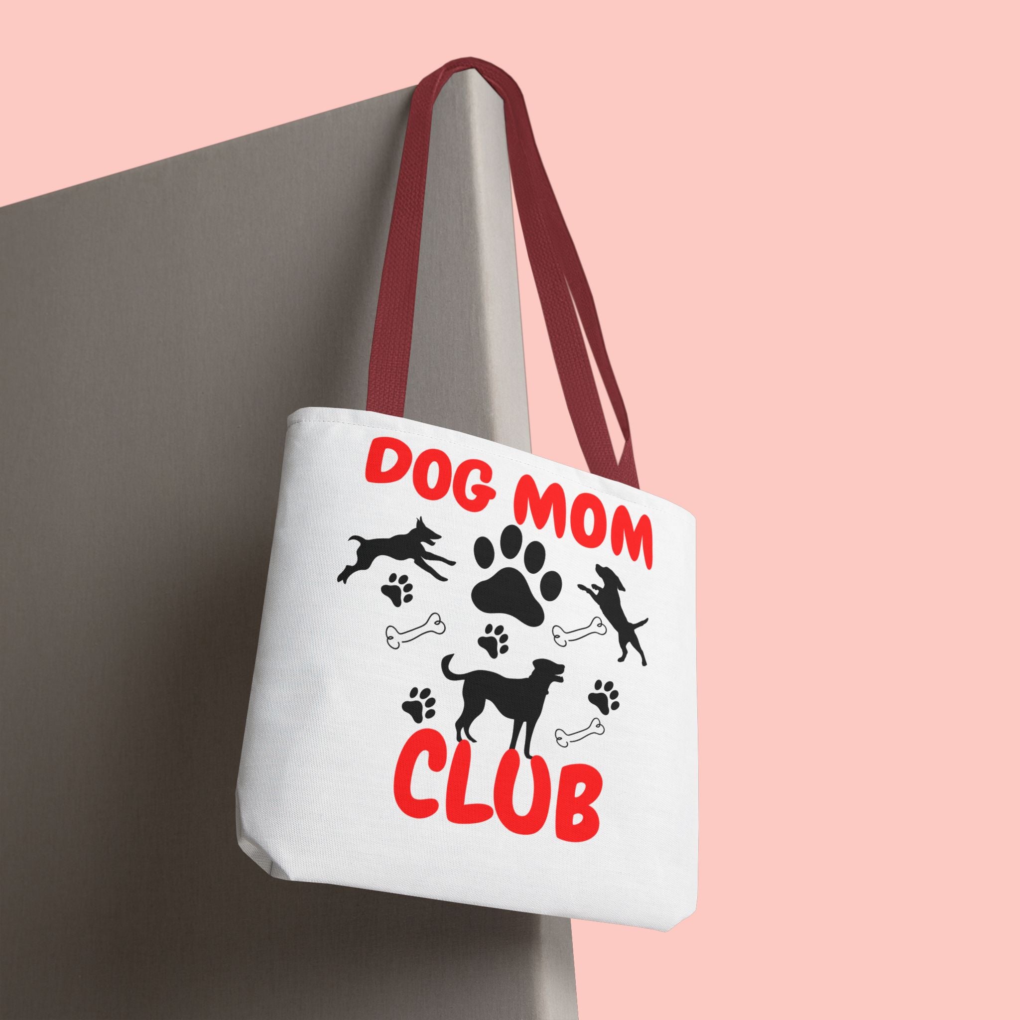 Dog Mom Club Tote Bag – Cute Paw Print Canvas Tote for Dog Lovers