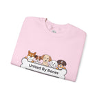 Dog Crewneck Sweatshirt — "United By Bones" Cute Puppy Graphic